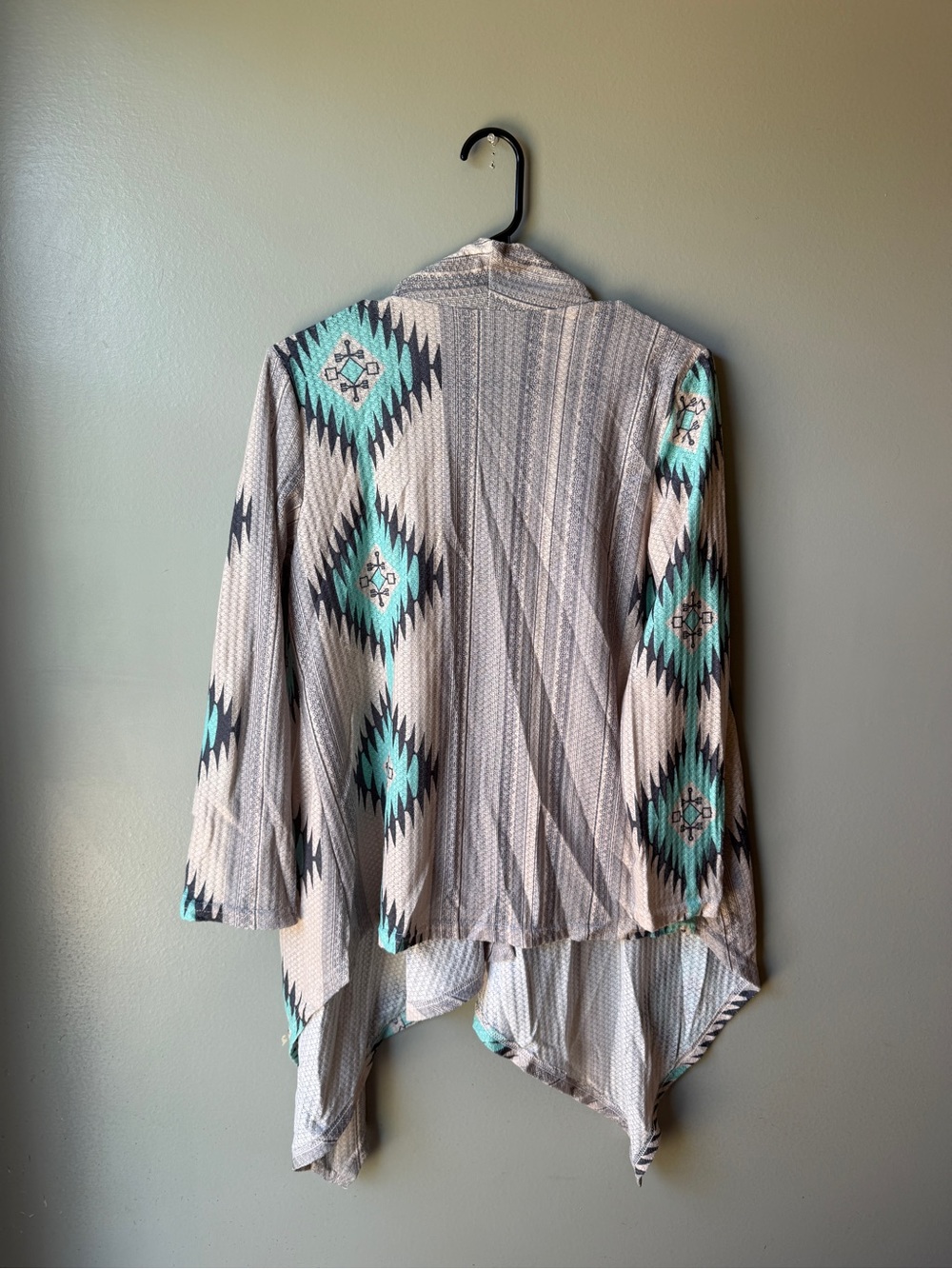 Aztec Southwestern Open Front Waterfall Cardigan Boho Western - Picture 4 of 4